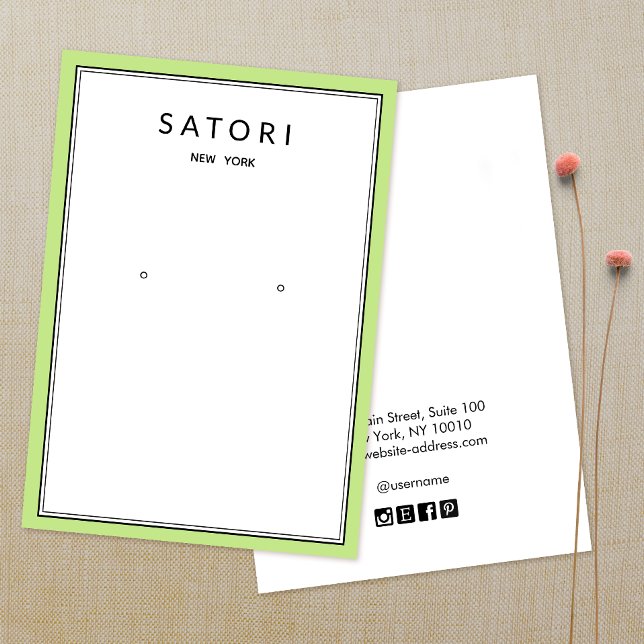 Cartes De Visite Écran de bijoux à oreilles vert citron moderne (Créateur téléchargé)