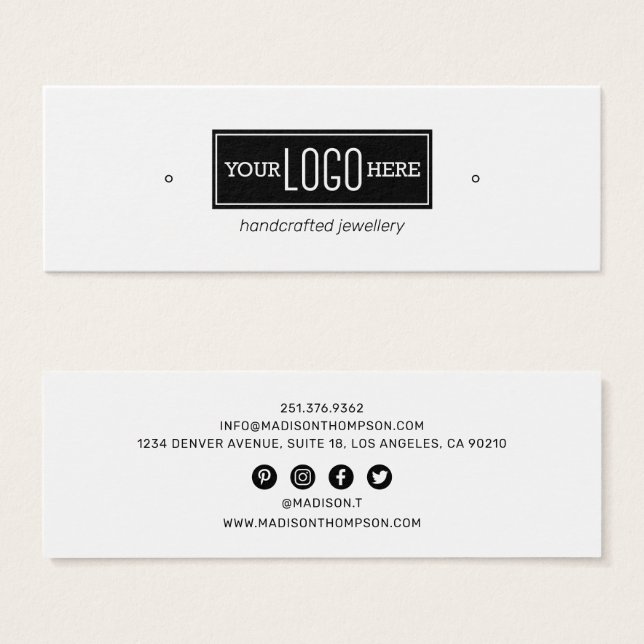 Cartes De Visite Écran de bijoux d'oreille du logo (Devant & derrière)