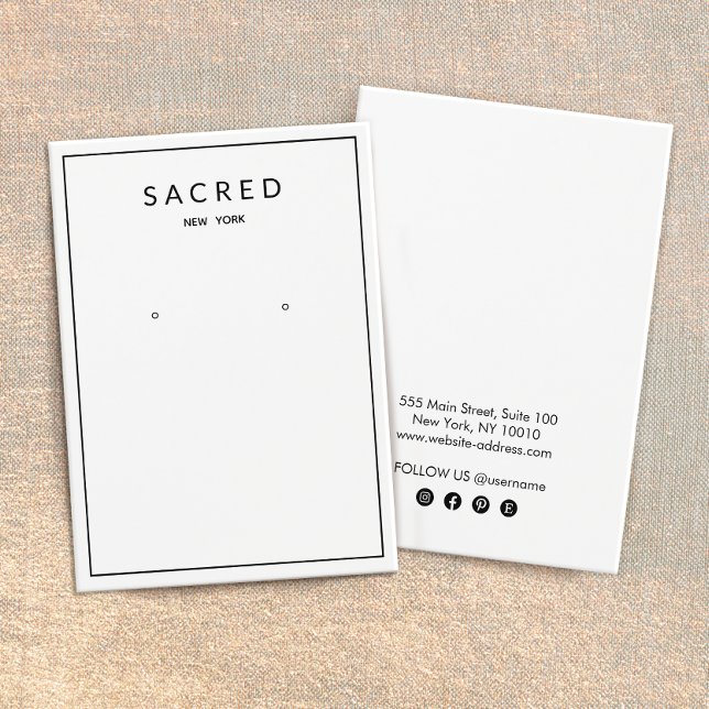 Cartes De Visite Écran de bijoux simple blanc moderne (Créateur téléchargé)