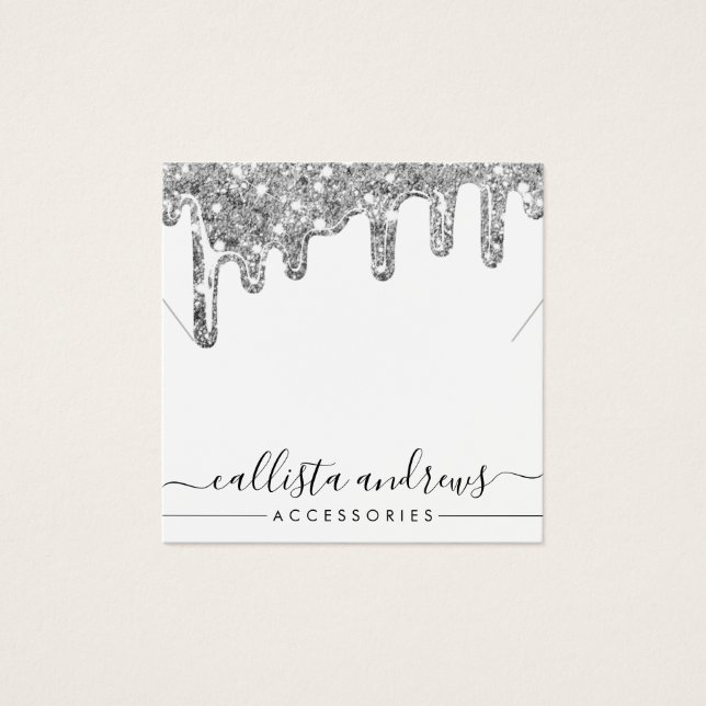 Cartes De Visite Écran de collier blanc Parties scintillant argent  (Devant)