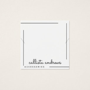 Cartes De Visite Écran de collier de script noir blanc simple