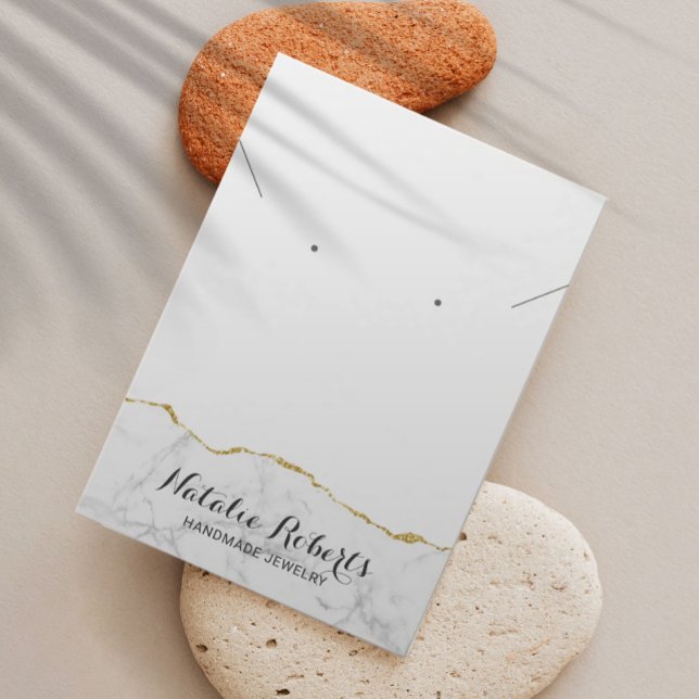 Cartes De Visite Écran de collier d'oreille en marbre d'or (Créateur téléchargé)