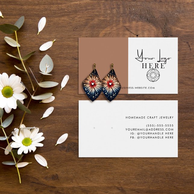 Cartes De Visite Écran d'oreille Brown logo blanc Sienna minimal (Créateur téléchargé)