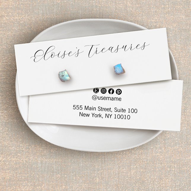 Cartes De Visite Écran d'oreille du script de signature blanc (Créateur téléchargé)