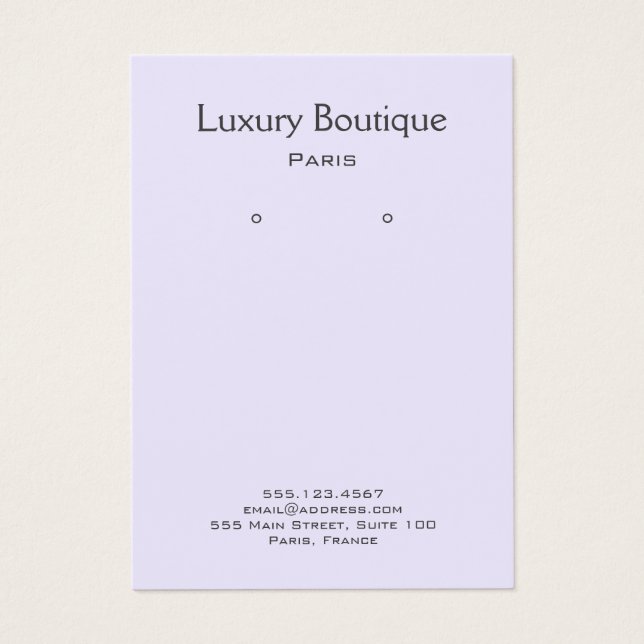 Cartes De Visite Écran d'oreille en lilas clair minimal (Devant)