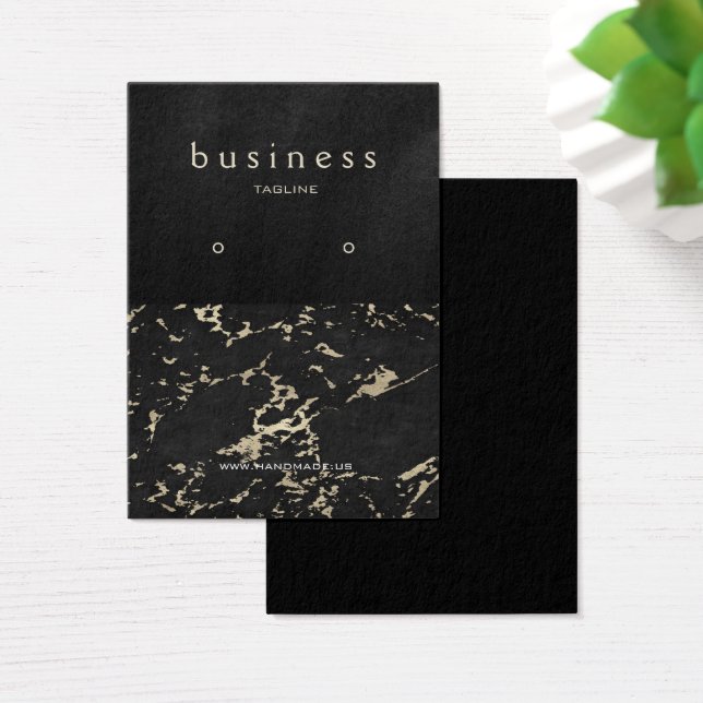 Cartes De Visite Écran d'oreille en noir et marbre (Bureau)