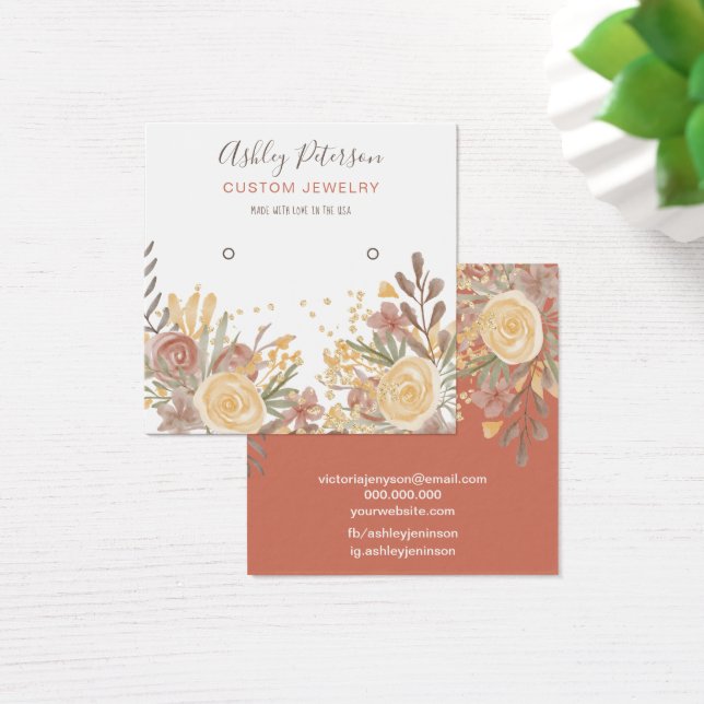 Cartes De Visite Écran d'oreille fleuri en terre cuite moderne (Bureau)