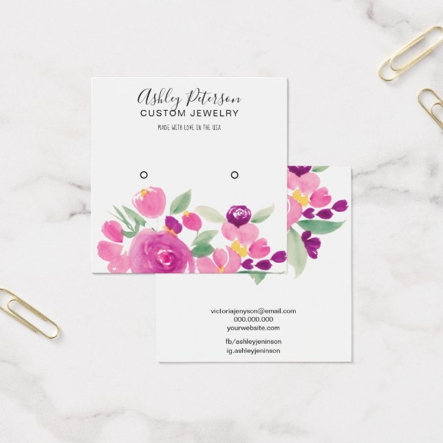 Cartes De Visite Écran d'oreille fleuri violet (Bureau)
