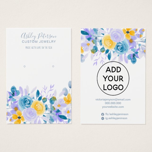 Cartes De Visite Écran d'oreille fleurie de lavande (Devant & derrière)