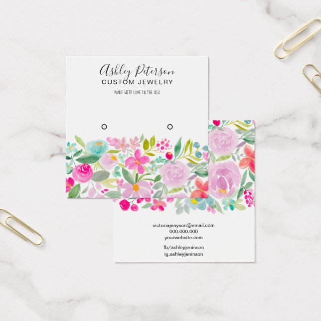 Cartes De Visite Écran d'oreille floral rose (Bureau)