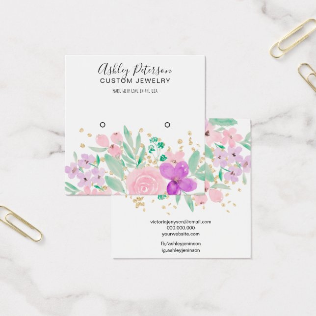 Cartes De Visite Écran d'oreille floral rose (Bureau)