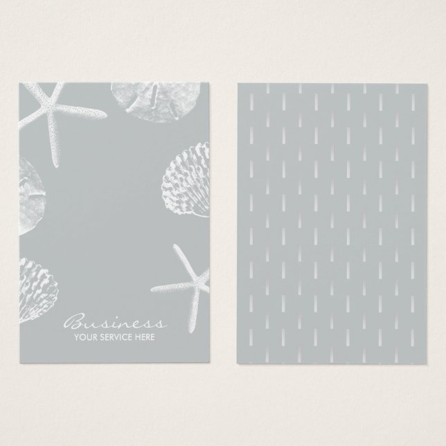 Cartes De Visite Ecran d'oreille gris sur le thème de la plage mode (Devant & derrière)