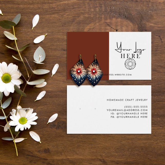 Cartes De Visite Écran d'oreille minimal en cuivre rouge blanc (Créateur téléchargé)