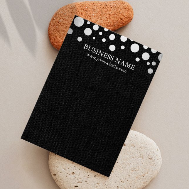 Cartes De Visite Écran d'oreille moderne en argent Confetti en lin  (Créateur téléchargé)