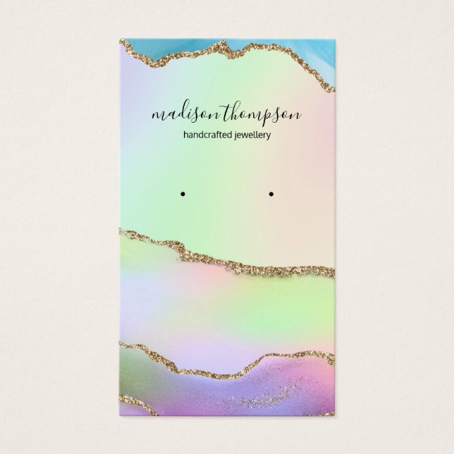 Cartes De Visite Écran d'oreille Pastel Rainbow Gold Bijoux (Devant)