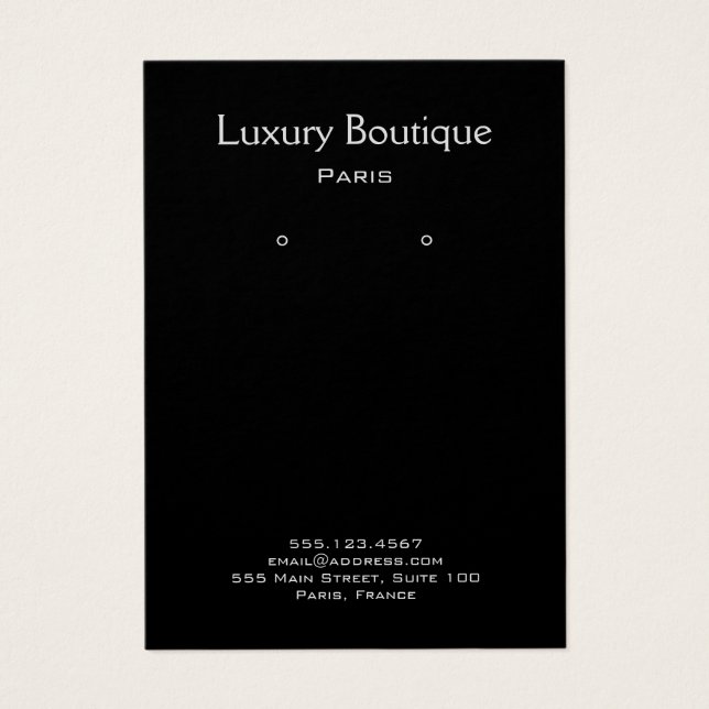 Cartes De Visite Écran d'oreille pour bijoux noirs minimes (Devant)