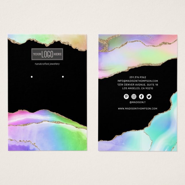 Cartes De Visite Écran d'oreille Rainbow Pastel Agate (Devant & derrière)