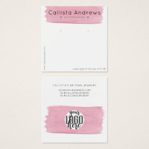 Cartes De Visite Écran d'oreille rose blanc Aquarelle