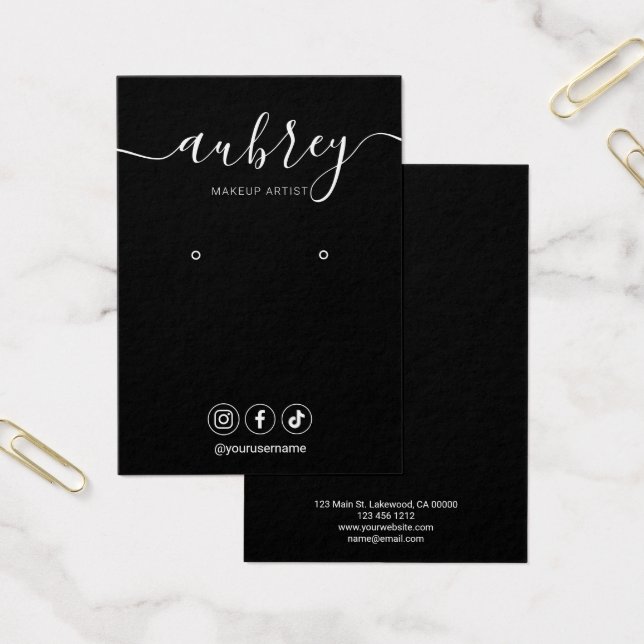 Cartes De Visite Écran d'oreille simple de script moderne (Bureau)