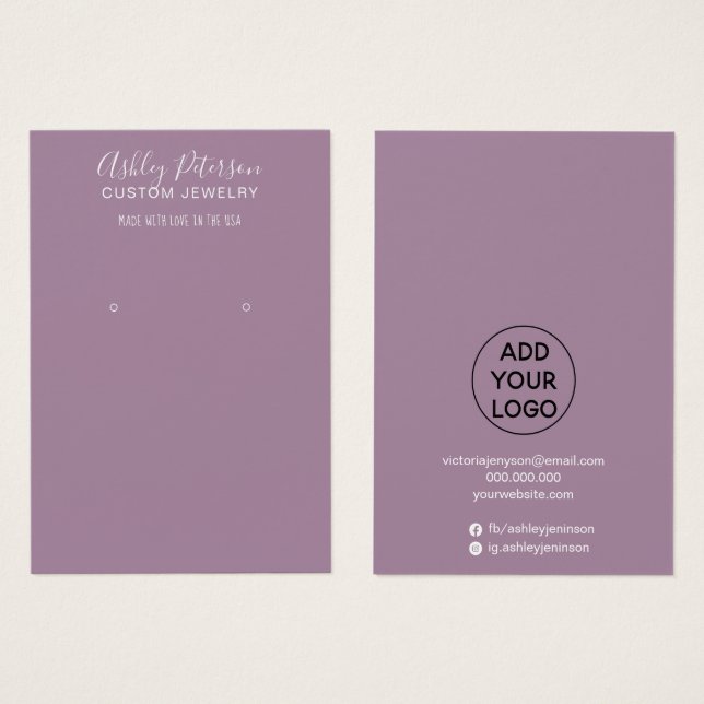 Cartes De Visite Écran d'oreille simple violet (Devant & derrière)