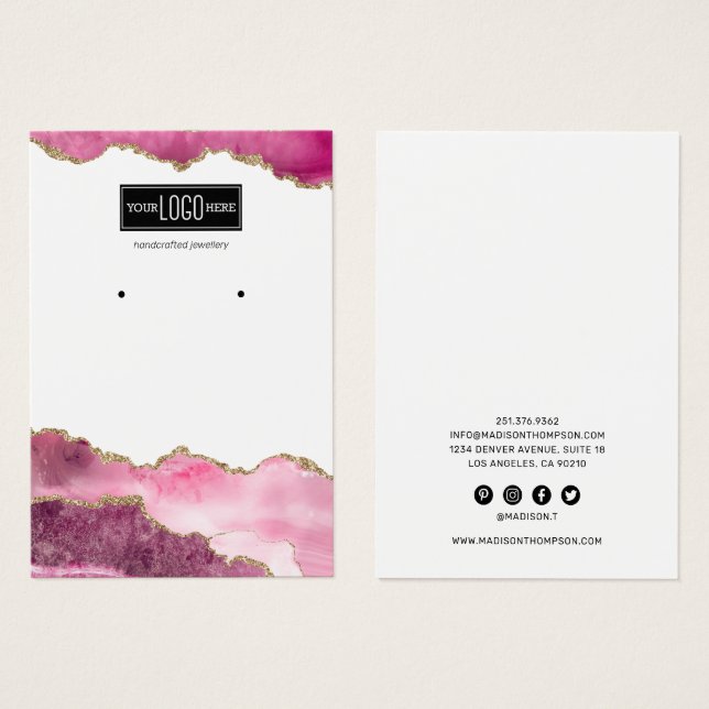 Cartes De Visite Écran d'oreille tendance rose et or (Devant & derrière)