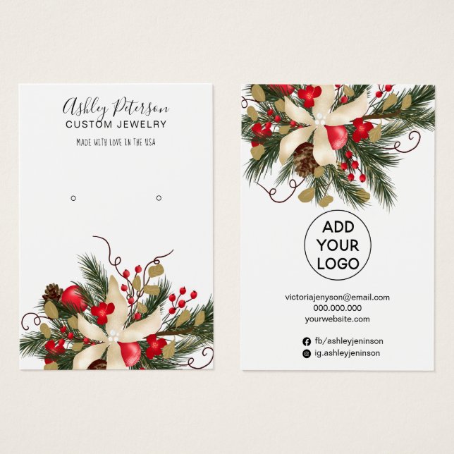 Cartes De Visite Ecran fleurie de courroie à bijoux (Devant & derrière)