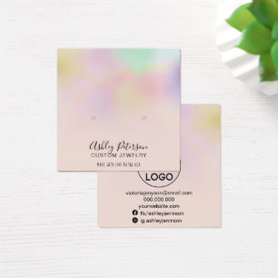 Cartes De Visite Ecran holographique sombre rose boucles d'oreilles