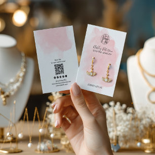Cartes De Visite Écran minimaliste en brosse rose logo bijoux