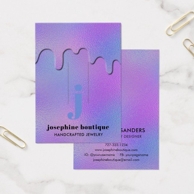 Cartes De Visite Écran Monogramme Clips à cheveux Iridescente (Bureau)