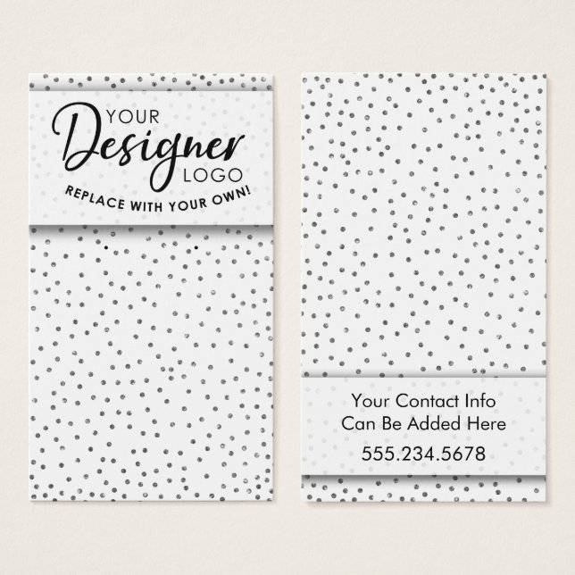 Cartes De Visite Écran Porte-oreille Silver Confetti (Devant & derrière)