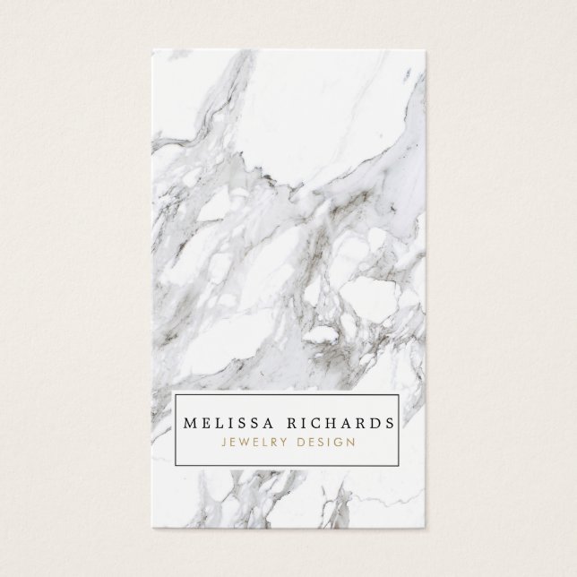 Cartes De Visite Écran professionnel de Marbre blanc de luxe (Devant)