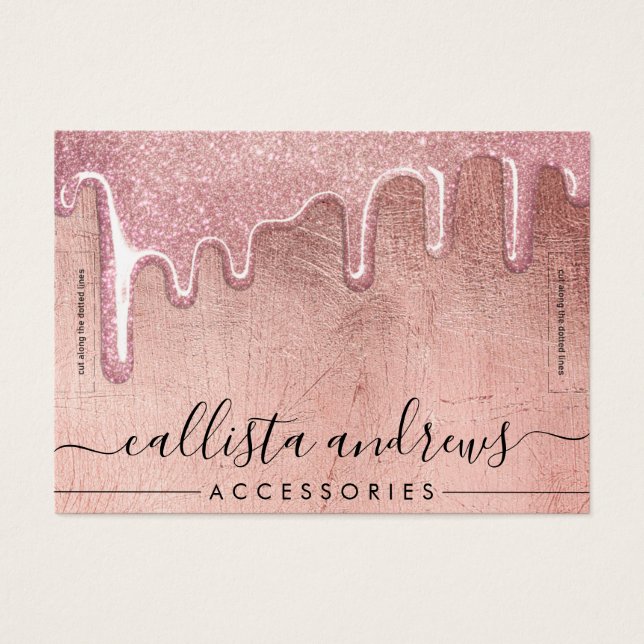 Cartes De Visite Écran rose Parties scintillant épaisse or Lecteurs (Devant)