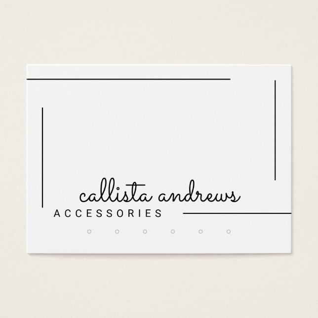 Cartes De Visite Ecran Simple Blanc Bordure Noire Boucles d'oreille (Devant)