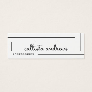 Cartes De Visite Ecran Simple Blanc Bordure Noire Boucles d'oreille