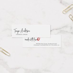 Cartes De Visite Écran stylish Script Made Love Heart Écouter