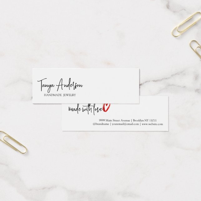 Cartes De Visite Écran stylish Script Made Love Heart Écouter (Bureau)