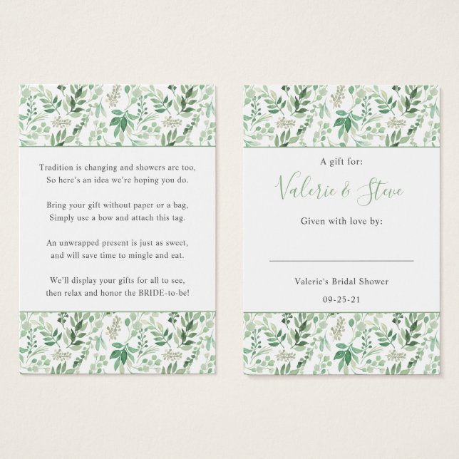 Cartes De Visite Écran vert luxuriant Pas d'enveloppement Douche ét (Devant & derrière)