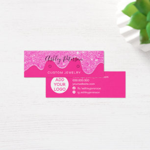 Cartes De Visite Écrans de parties scintillant rose néon des goutte