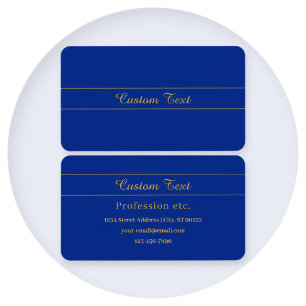 Cartes De Visite Écriture dorée élégante sur fond bleu marine
