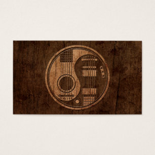 Cartes De Visite Effet acoustique en bois de Yin Yang de guitares