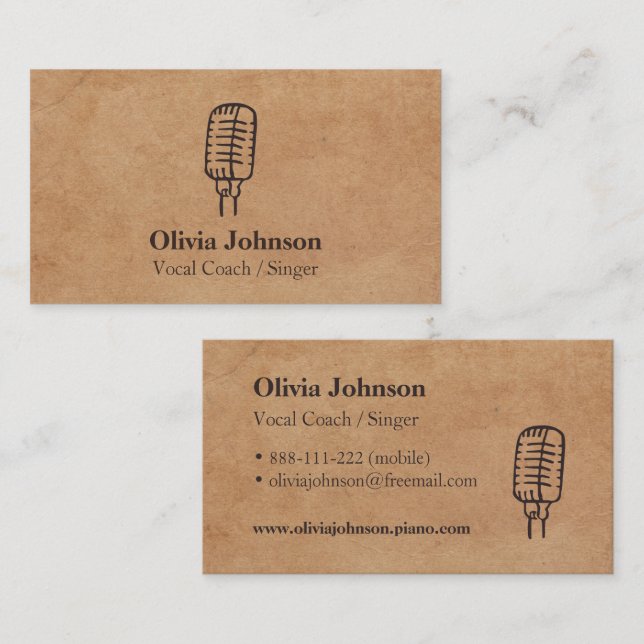 Cartes de visite Effet de texture de microphone de (Devant / Derrière)