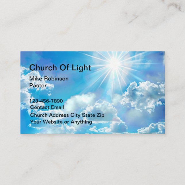 Cartes de visite Église Chrétien Rayons de soleil (Devant)