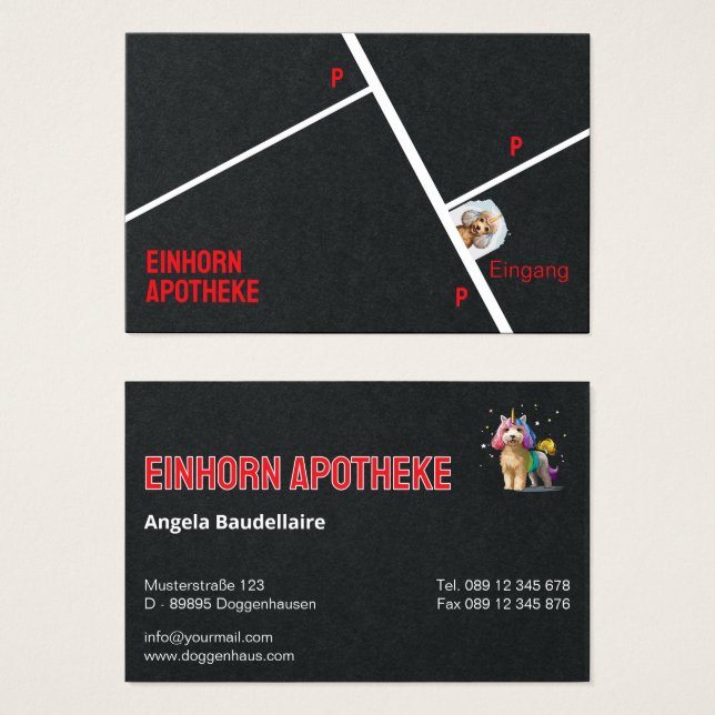 Cartes de visite Einhorn Apotheke (Devant & derrière)