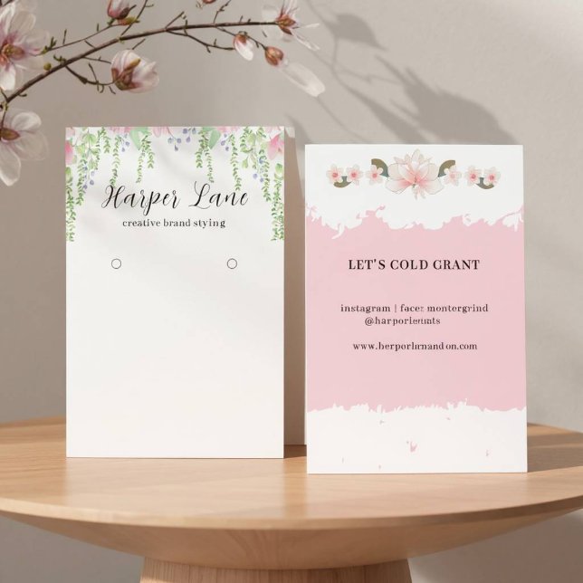 Cartes De Visite Elégant aquarelle Floral Custom oreille Affichage (Floral Custom Earring Display)