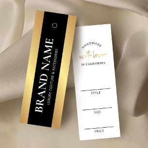 Cartes De Visite Élégant Black & Gold Boutique Vêtements Hang Tag