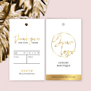 Cartes De Visite Élégant Blanc & Or Vêtements Hang Étiquette de pri