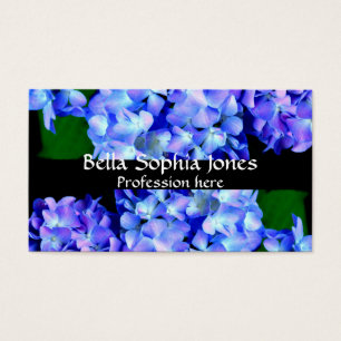 Cartes De Visite Élégant bleu violet clair magenta hydrangée floral