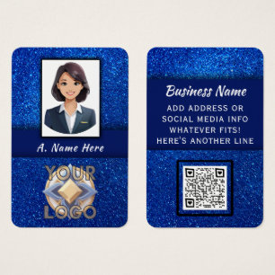 Cartes De Visite Élégant Blue Parties scintillant Mariage Pros Logo