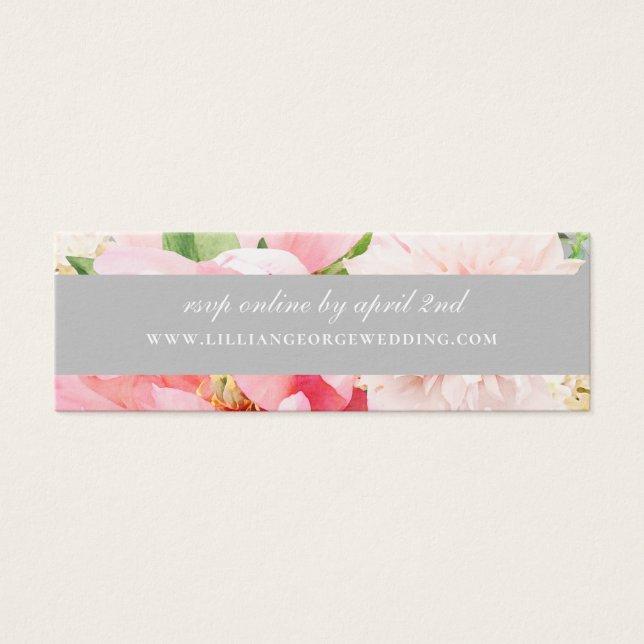 Cartes De Visite Elegant Blush Floral Mariage Website RSVP (Devant)