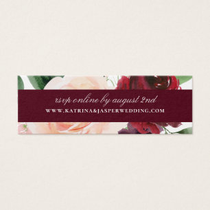Cartes De Visite Elegant Bourgogne Floral Mariage Website RSVP